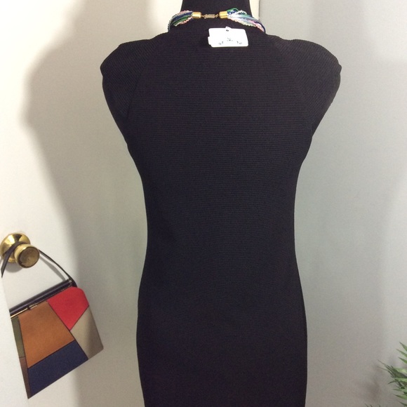 NWT Ribbed Black Dress BodyCon S Vestique - Picture 8 of 10